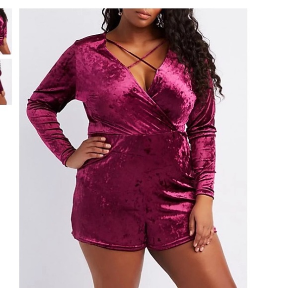 Plussize Burgundy Velvet Romper 